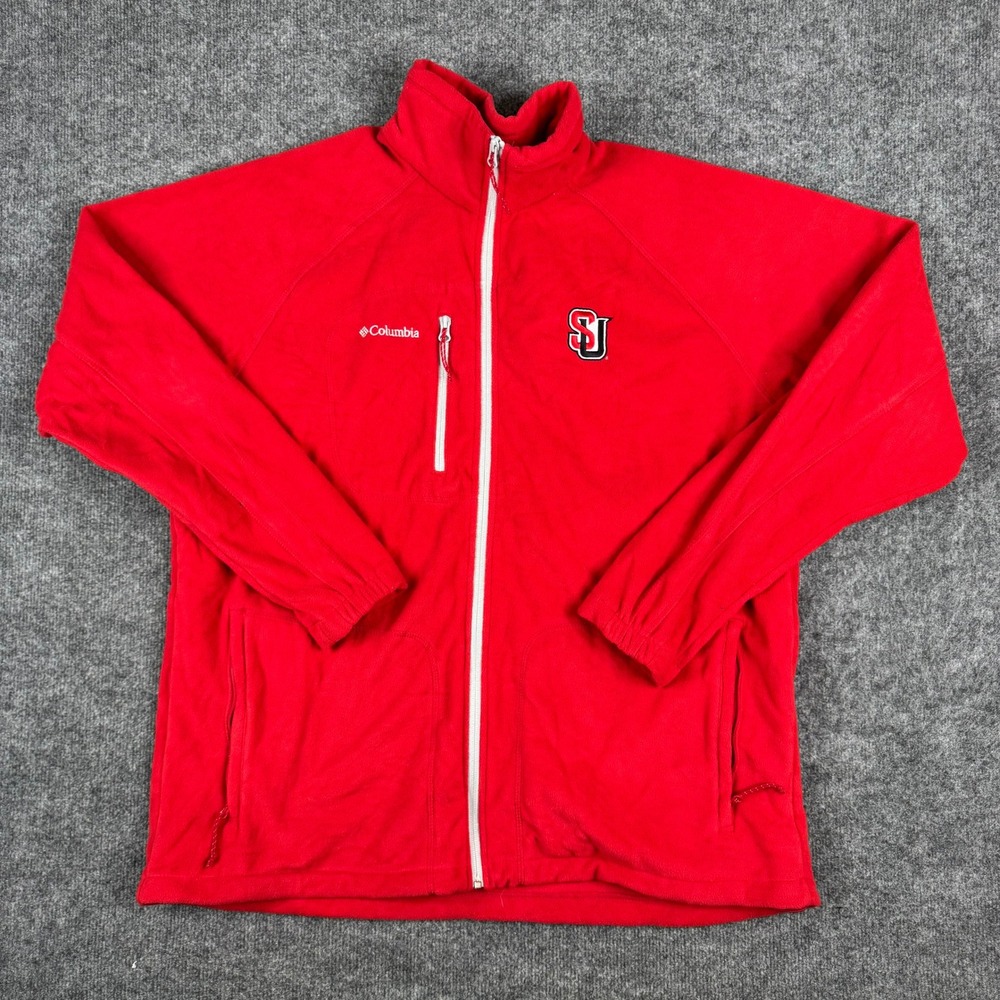 Columbia Fleece Jacket Mens XXL Red St. Johns University Full Zip Outdoor Sport